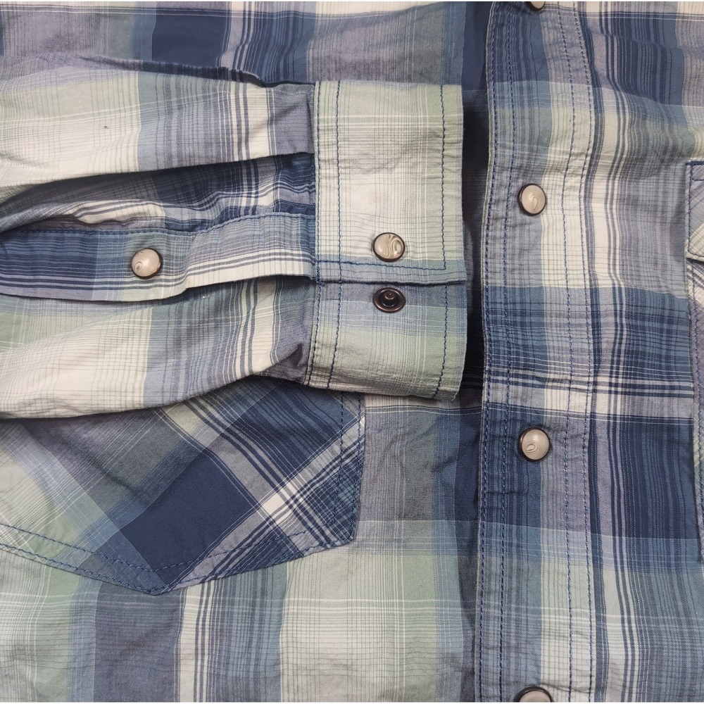 Carhartt Pearl Snap Shirt Mens Tall L 104443 DBL Long Sleeve Relaxed-Fit Plaid - Picture 4 of 8